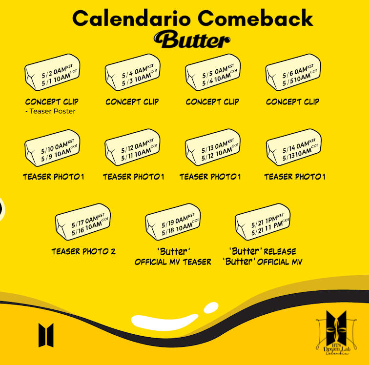 Calendario Comeback Butter Colombia